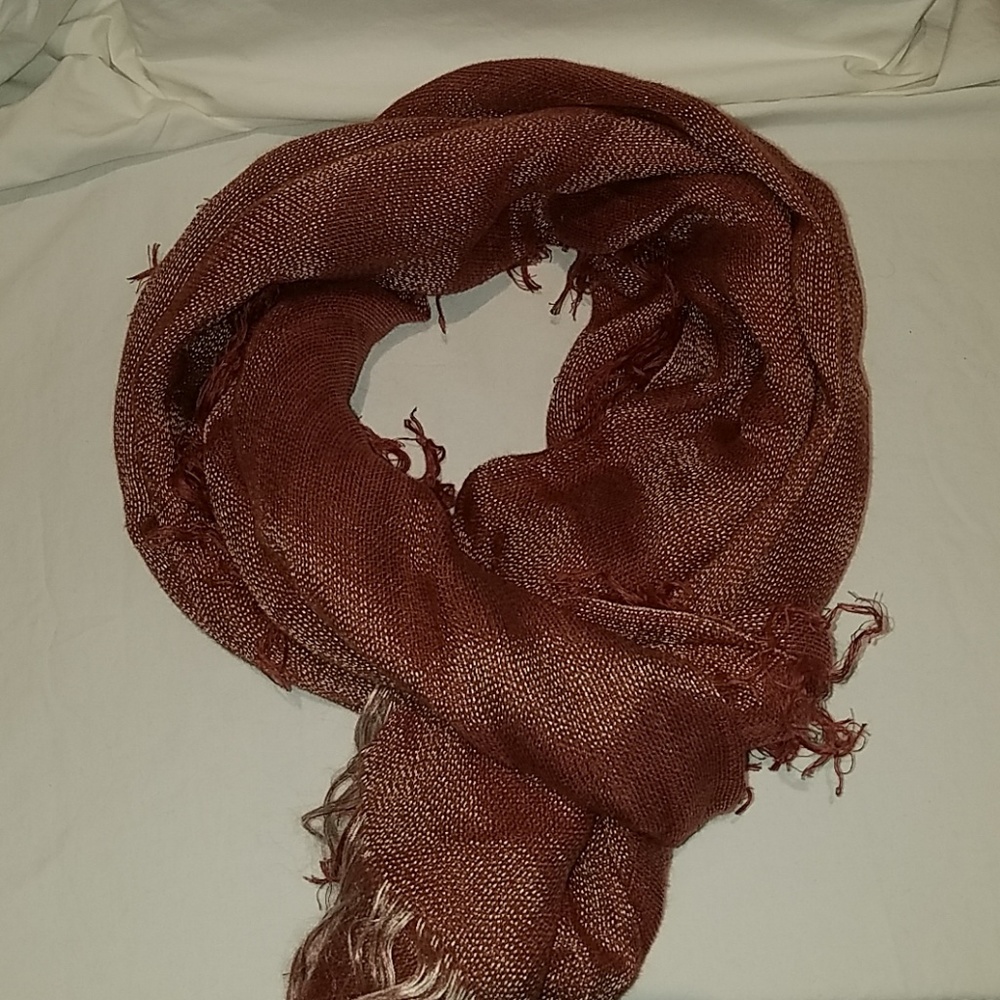 Eleventy Linen Fringe Scarf - Brick Red